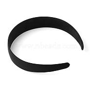 Plastic Hair Bands, with Cloth Covered, Black, 125mm(OHAR-R275-01)