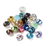 K9 Glass Rhinestone Cabochons, Pointed Back & Back Plated, Faceted, Square, Mixed Color, 6x6x3.5mm(GLAA-A006-28)