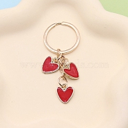 Zinc Alloy Keychain, with Enamel, Heart, Red, 7.5cm(PW-WG48F58-03)