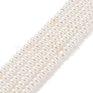 Electroplated Shell Pearl Beads Strands, Rondelle, Antique White, 5x4mm, Hole: 1mm, about 114pcs/strand, 15.63 inch(39.7cm)(BSHE-C006-04A)