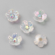 Opaque Resin Pave Rhinestone Cabochons, Flower, Clear AB, 8x8x3mm(RESI-TAC0010-92A-06)