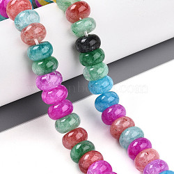 Natural Quartz Crystal Beads Strands, Dyed, Rondelle, Mixed Color, 10x5.5~6mm, Hole: 1mm, about 68pcs/strand, 15.35''(39cm)(G-T139-53A)