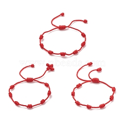 3Pcs 3 Size Nylon Braided Knot Cord Bracelet, Lucky Adjustable Bracelets for Kids, Red, Inner Diameter: 1-1/4~3-1/8 inch(3.2~7.8cm), 1Pc/size(BJEW-JB08369)