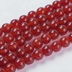 Natural Carnelian Beads Strands, Dyed, Round, Dark Red, 8mm, Hole: 1mm, about 49pcs/strand, 15~16 inch(X-G-GSR8MM060-2)