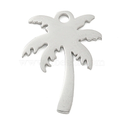 304 Stainless Steel Pendants, Laser Cut, Stainless Steel Color, Coconut Tree, 24.5x19x1mm, Hole: 2.5mm(STAS-B056-17P-01)