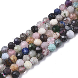 Natural Mixed Stone Beads Strands, Faceted, Round, 4mm, Hole: 0.7mm, about 85~88pcs/strand, 15 inch~15.55 inch(38.2~39.5cm)(X-G-T108-39A)
