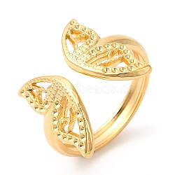 Ion Plating(IP) 201 Stainless Steel Open Cuff Ring, Butterfly Finger Ring for Women, Real 18K Gold Plated, US Size 6 1/2(16.9mm), 3mm(RJEW-E063-43G)