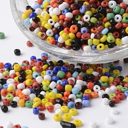 8/0 Opaque Colours Round Glass Seed Beads, Mixed Color, 2.5~3.5x2~2.5mm, Hole: 0.8~1mm, about 12100pcs/450g(SEED-K003-3mm-M04)