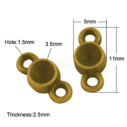 Alloy Cabochon Connector Settings, Cadmium Free & Lead Free, Antique Golden, 12.5x5x2.5mm, Hole: 1.5mm, Fit for 3.5mm rhinestone(PALLOY-A20074-AG-LF)