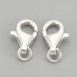 925 Sterling Silver Lobster Claw Clasps, with 925 Stamp, Silver, 11x7x3mm, Hole: 2.5mm(STER-S002-59)