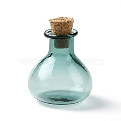 Miniature Glass Bottles, with Cork Stoppers, Empty Wishing Bottles, for Dollhouse Accessories, Jewelry Making, Teal, 27.5x21mm(GLAA-H019-03H)