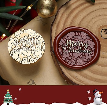 Christmas Theme Wax Seal Brass Stamp Head, for Wax Seal Stamp, Golden, Gingerbread Man, 25x15mm, Inner Diameter: 7mm