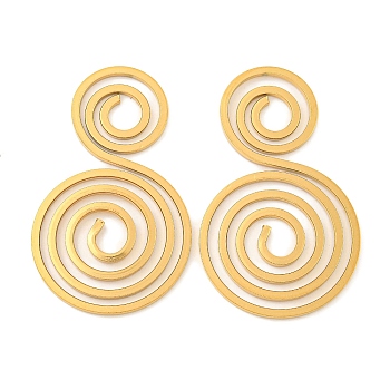 Ion Plating(IP) 304 Stainless Steel Pendants, Double Swirl Charm, Real 18K Gold Plated, 47x28x1mm, Hole: 6mm