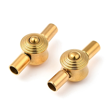Vacuum Plating 304 Stainless Steel Screw Clasps, Golden, 21x9mm, Hole: 3.2mm