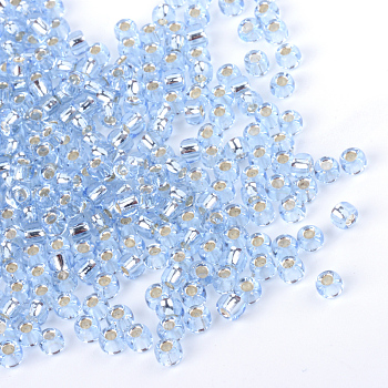 MGB Matsuno Glass Beads, Japanese Seed Beads, 12/0 Silver Lined Glass Round Hole Rocailles Seed Beads, Azure, 2x1mm, Hole: 0.5mm, about 1960pcs/20g