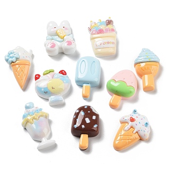 Opaque Resin Imitation Food Decoden Cabochons, Ice Cream, Mixed Color, 22.5~27.5x15~18x7.5~8.5mm