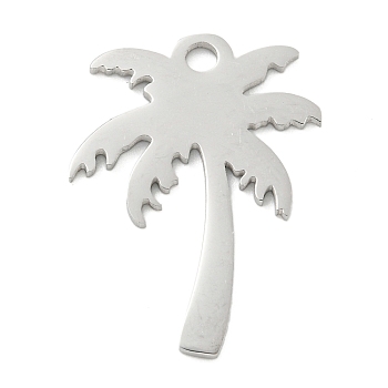 304 Stainless Steel Pendants, Laser Cut, Stainless Steel Color, Coconut Tree, 24.5x19x1mm, Hole: 2.5mm