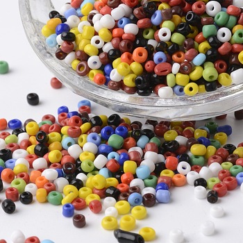 8/0 Opaque Colours Round Glass Seed Beads, Mixed Color, 2.5~3.5x2~2.5mm, Hole: 0.8~1mm, about 12100pcs/450g