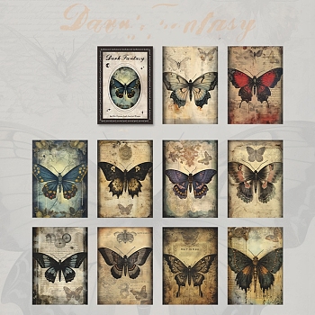 30 Sheets 10 Styles Gothic Style Scrapbooking Paper Pads, Decorative Craft Paper Sheets for DIY Scrapbooking, Butterfly, 140x100mm, 3 sheets/style