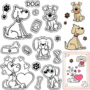 Custom PVC Plastic Clear Stamps, for DIY Scrapbooking, Photo Album Decorative, Cards Making, Stamp Sheets, Film Frame, Dog, 160x110x3mm
