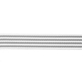 Flat Polycotton Stripe Ribbon, Gray, 1-5/8 inch(40mm)