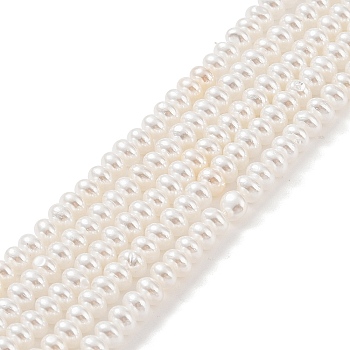 Electroplated Shell Pearl Beads Strands, Rondelle, Antique White, 5x4mm, Hole: 1mm, about 114pcs/strand, 15.63 inch(39.7cm)