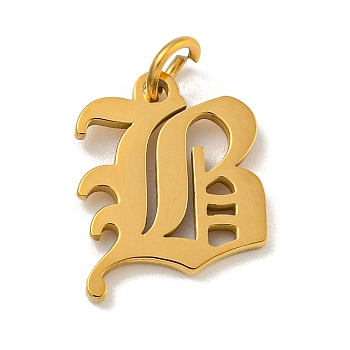 Ion Plating(IP) 304 Stainless Steel Charms, Laser Cut, Golden, Letter Charm, Letter B, 15.5x12x1.5mm, Hole: 3mm