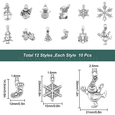 120Pcs 12 Style Tibetan Style Alloy Pendants(TIBE-SC0001-64)-2