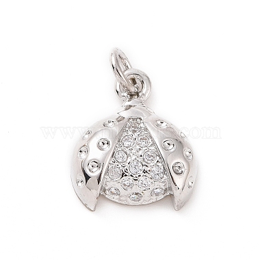 Platinum Clear Ladybug Brass+Cubic Zirconia Charms