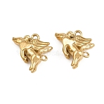 304 Stainless Steel Charms, Flying Pig Charms, Real 14K Gold Plated, 12x15x8.5mm, Hole: 1.2mm/1.5mm(SA-CBA592A-07G)