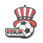 American Football Themed Printed Wooden Pendants, Hat Charm, 40x34x2.5mm, Hole: 1.7mm(WOOD-B012-02B)