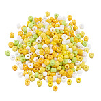 Opaque Glass Round Seed Beads, Mixed Colors, Gold, 2~2.5x1.5~2mm, Hole: 0.9mm, about 12000pcs/bag(GLAA-TAC0025-07A-07)