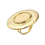 Ion Plating(IP) 304 Stainless Steel Ring Components, Pad Ring Settings, Flat Round, Real 18K Gold Plated, Tray: 16mm, Flat Round: 35mm, US Size 6(16.5mm)(STAS-U031-01G)
