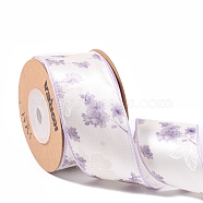 Polyester Lock Edge Printed Flower Ribbon, DIY Hair Bows Crafts Gift Wrapping Handmade Accessories Decoration, Lilac, 1-1/2 inch(38mm), about 10.00 Yards(9.14m)/Roll(PW-WG70ADC-02)