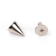 Iron Rivets, for Clothes Bag Shoes Leather Craft, Cone, Platinum, 7~9.5x7mm, Hole: 5mm, 2pcs/set(IFIN-WH0057-41P)