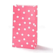 Rectangle Kraft Paper Bags, None Handles, Gift Bags, Polka Dot Pattern, Hot Pink, 13x8x24cm(CARB-K002-03B-05)