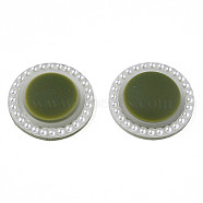 Acrylic Cabochons, with ABS Plastic Imitation Pearl Beads, Flat Round, Dark Olive Green, 21.5x6mm(KY-N015-132B)