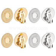 8Pcs 2 Colors 304 Stainless Steel Clip-on Earring Setting Findings, Flat Round, Golden & Stainless Steel Color, 18mm, Tray: 7mm, 4Pcs/color(STAS-UN0038-09)
