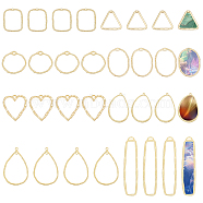 32Pcs 8 Styles Alloy Open Back Bezel Pendants, Geometric Charms, For DIY UV Resin, Epoxy Resin, Pressed Flower Jewelry, Golden & Light Gold, 18~60.5x14~36x1.5~3mm, Hole: 1.2~3mm, 4pcs/style(FIND-CA0008-29)