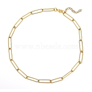 304 Stainless Steel Paperclip Chain Necklace, with Lobster Claw Clasps, Golden, 16.53 inch(42cm)(NJEW-M183-04G-A)