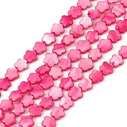 Natural Freshwater Shell Dyed Beads Strands, Flower, Deep Pink, 8x8.5x3mm, Hole: 0.6mm, about 49pcs/strand, 15.35''(39cm)(SHEL-K001-001D)