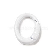 Spray Painted Alloy Spring Gate Rings, Oval, White, 19.5x15x4.5mm(AJEW-C035-01D)