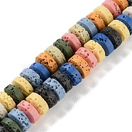 Synthetic Lava Rock Dyed Beads Strands, Rondelle, Mixed Color, 8~8.5x4mm, Hole: 0.7mm, about 90pcs/strand, 14.96''(38cm)(G-H311-09-09)