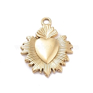 Ion Plating(IP) 304 Stainless Steel Pendants, Rectangle with Sacred Heart Charms, Golden, 22.9x18.2x2mm, Hole: 2mm(X-STAS-E187-05G)