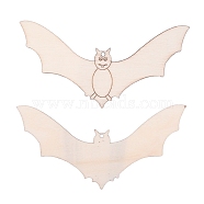 Bat Shape Halloween Blank Wooden Cutouts Ornaments, for Halloween Hanging Decoration, Kids Crafts DIY Party Supplies, BurlyWood, 56x113x2mm, Rope: 320x1mm(WOOD-L010-05)