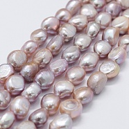 Natural Cultured Freshwater Pearl Beads Strands, Potato, Misty Rose, 8~10x7~8x7~8mm, Hole: 0.5mm, about 36pcs/strand, 13.58 inch(34.5cm)(PEAR-K004-02C)