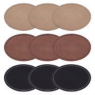 9Pcs 3 Colors Imitation Leather Laserable Label Tags, Sew on Blank Hat Patches, Oval, Mixed Color, 88x62x1.5mm, 3pcs/color(DIY-FG0003-47)