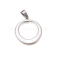 304 Stainless Steel Pendants, Round Ring, Stainless Steel Color, 33x30x1.5mm, Hole: 10x4.5mm(STAS-I135-36P)