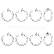 4 Pairs 201 Stainless Steel Retractable Clip-on Hoop Earrings, For Non-pierced Ears, with 304 Stainless Steel Pins, Stainless Steel Color, 15.5x2mm(STAS-UN0052-03B)