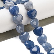 Dyed & Heated Natural Blue Aventurine Beads Strands, Heart, 11~11.5x12x6mm, Hole: 1.1mm, about 36pcs/strand, 15.35 inch(39cm)(G-B022-34C)